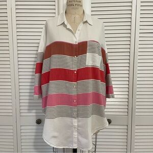 Holding Horses Monroe Oversized Buttoned Down Multi Striped Shirt Sz-M/L